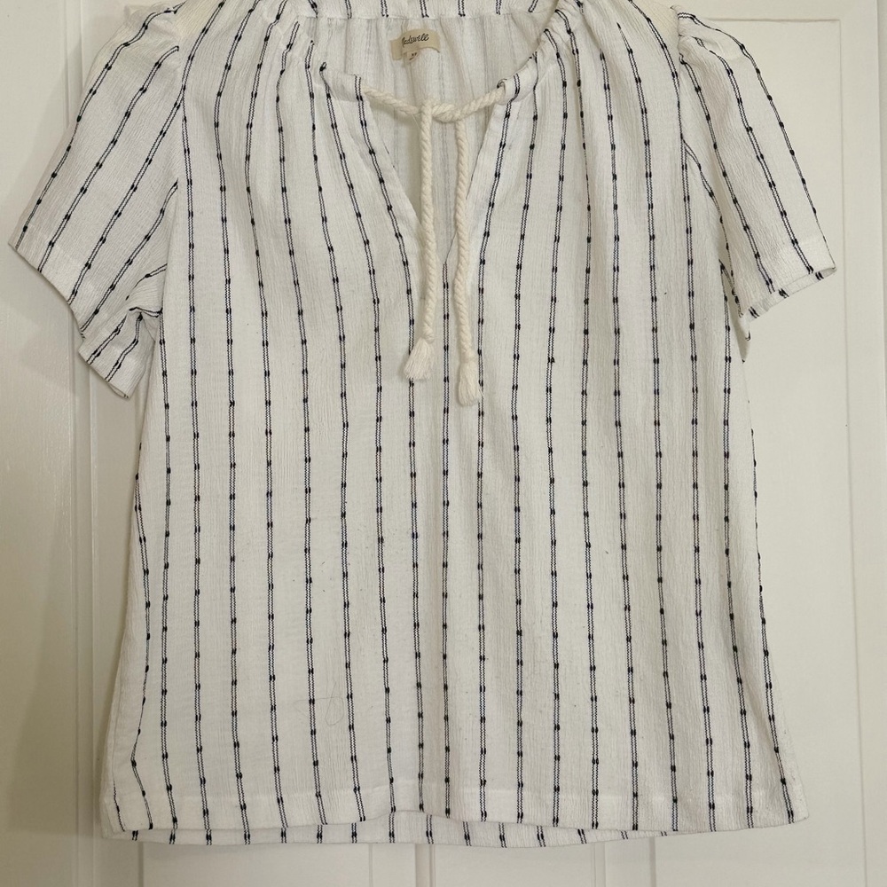 Madewell White and Black Striped Blouse